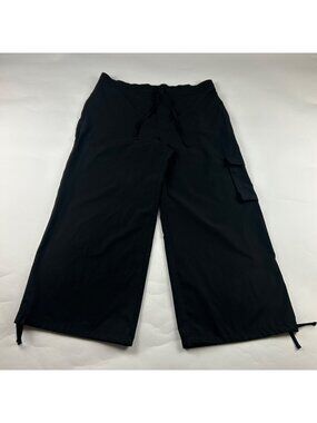 PETITE Old Navy Black Stretch Tech Wide Leg Cargo Athletic Pant LP